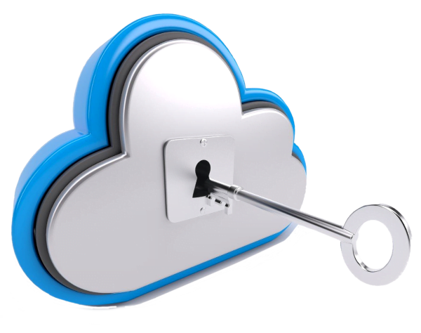 Image of cloud with lock and key inserted  